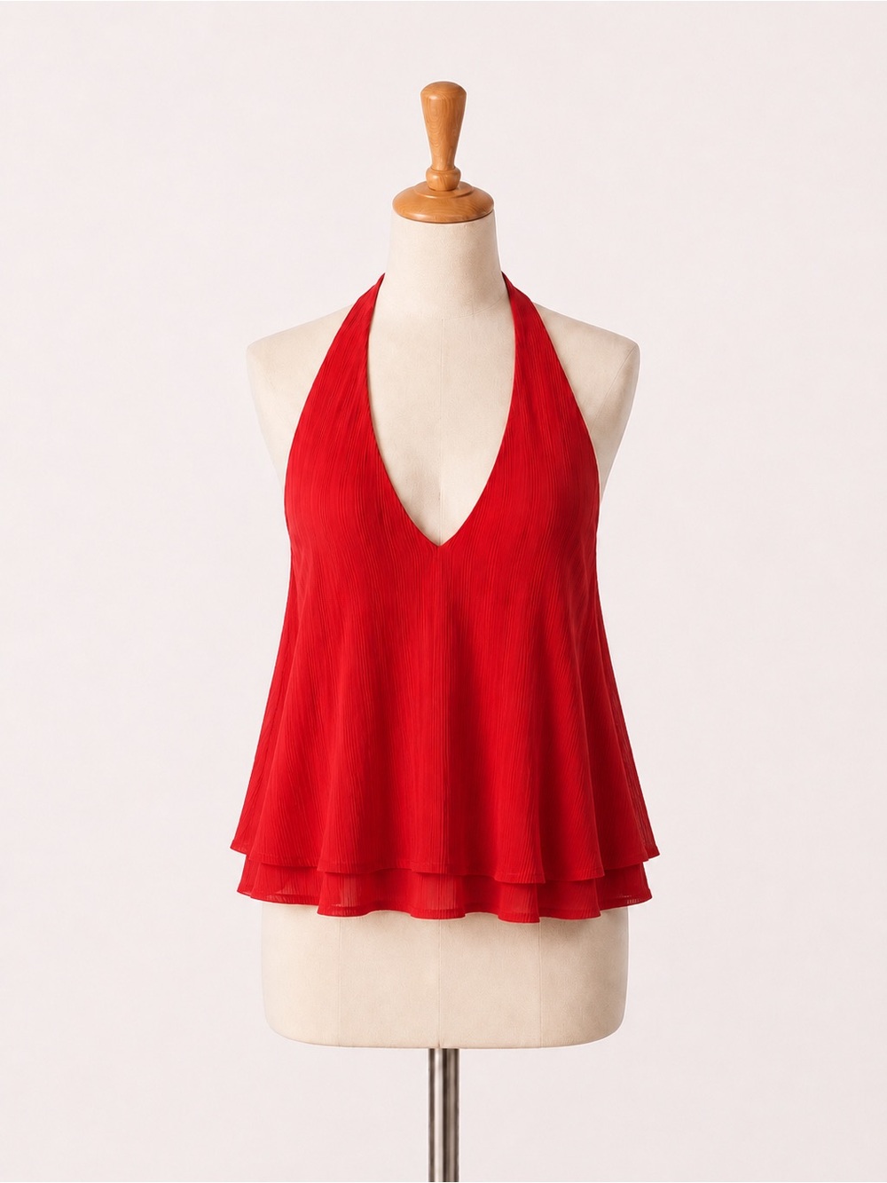 Flowy Ruffled Halter Tie Back Top-NWT